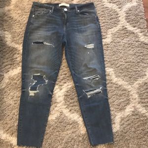 Destructed Frayed Bottom Denim